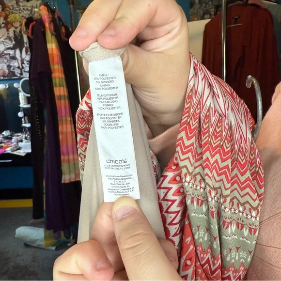 Chico's Size 3 Island Breeze Red/Orange Patterned tank Tamra Maxi Dress - Picture 3 of 8